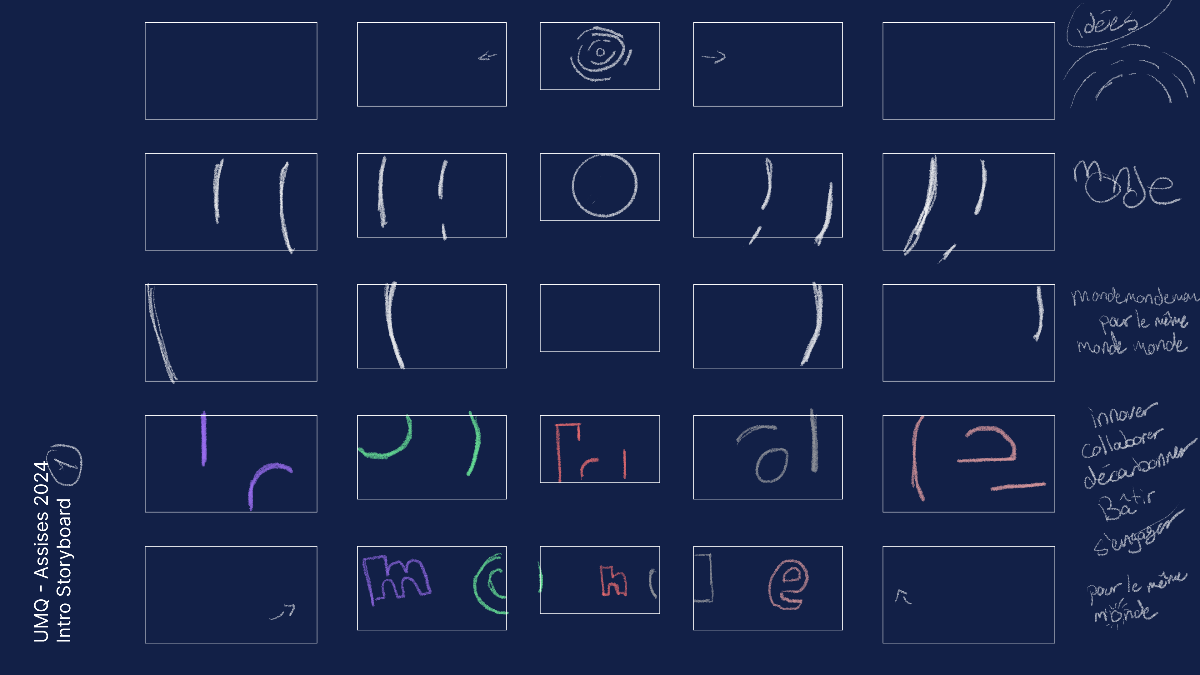 A picture of UMQ - Les Assises's 2024 event's intro motion design storyboard