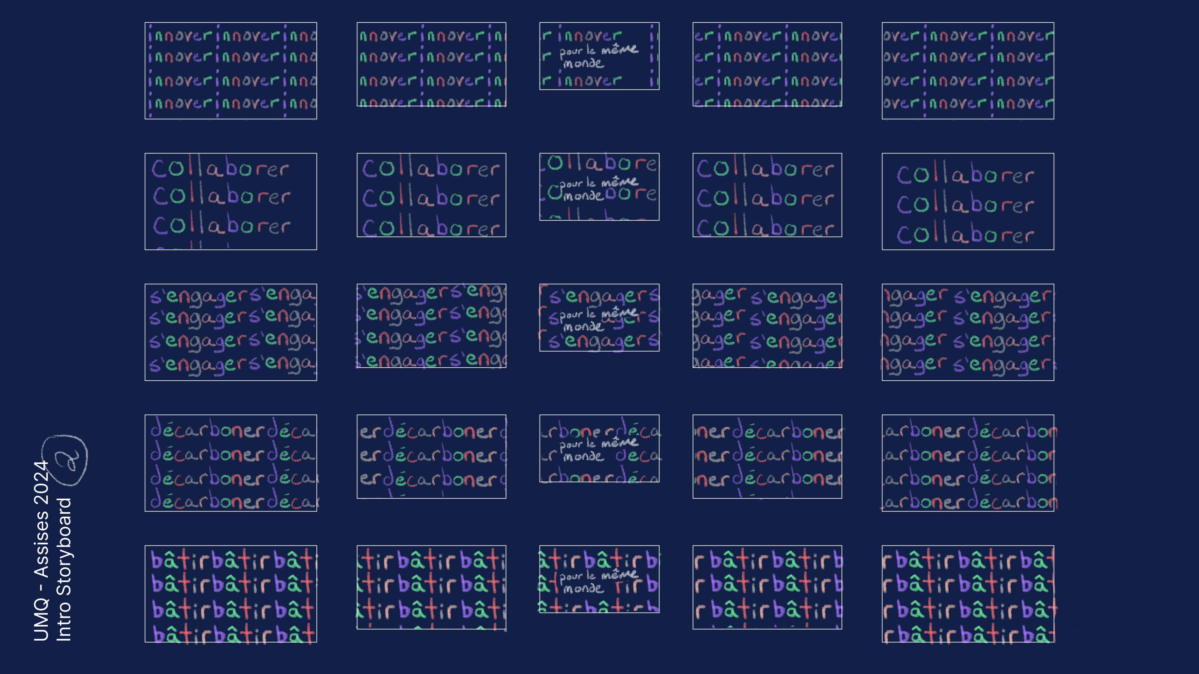 A picture of UMQ - Les Assises's 2024 event's intro motion design storyboard