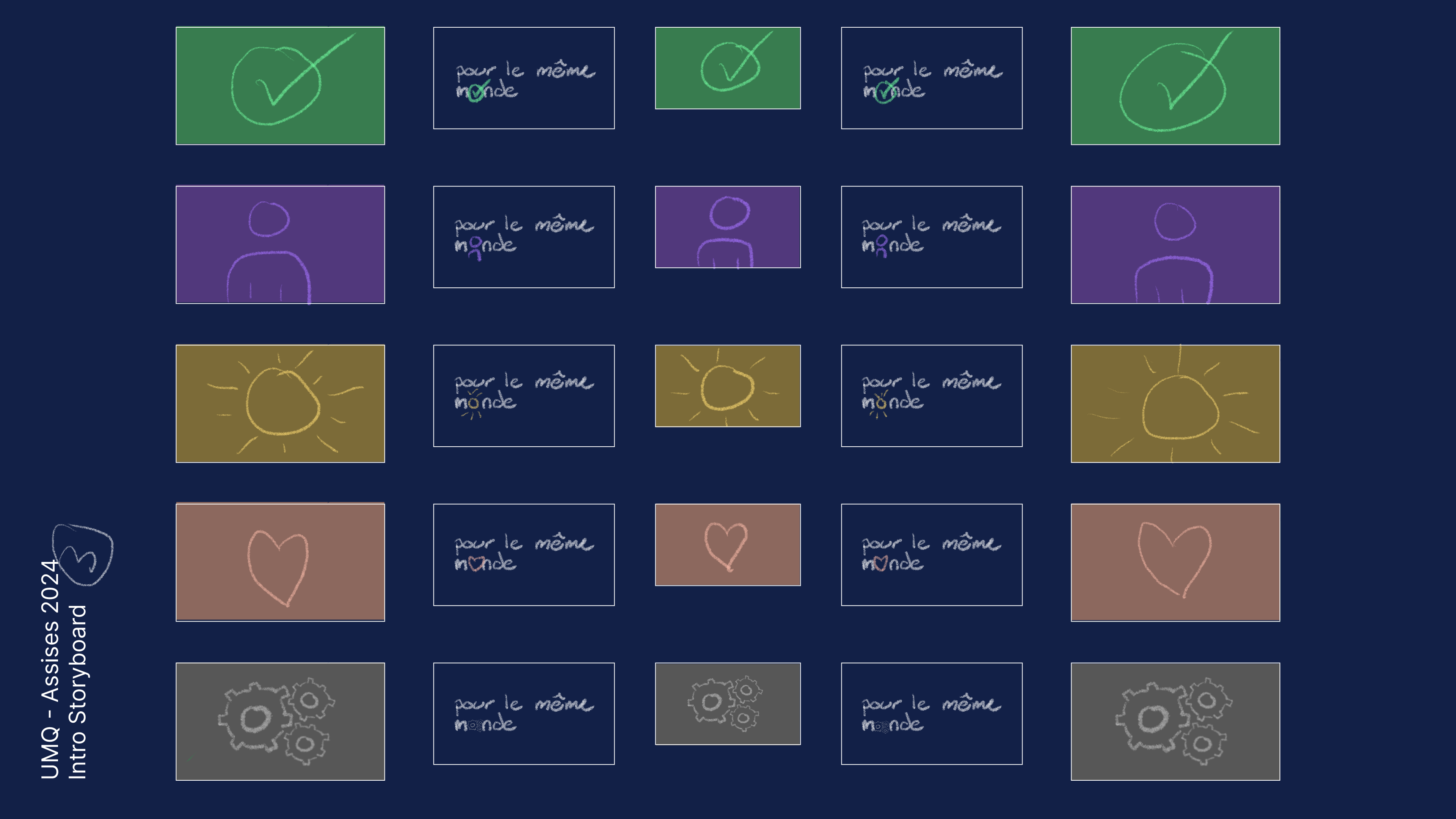 A picture of UMQ - Les Assises's 2024 event's intro motion design storyboard