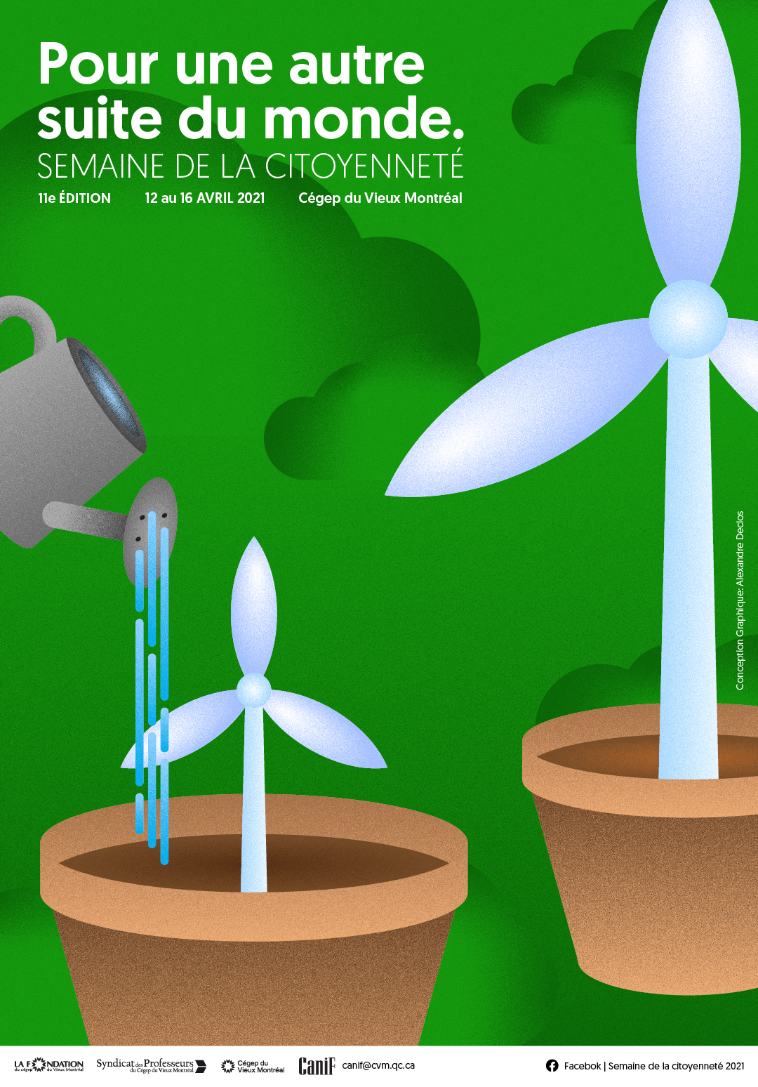 Pour une autre suite du monde's final poster. Wind turbines over greenery