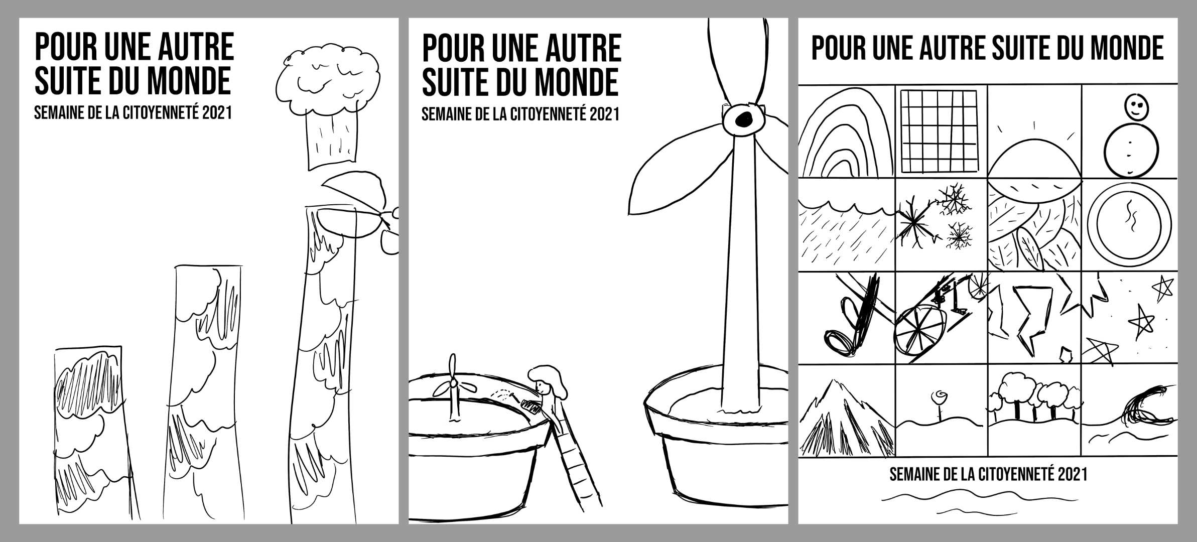 Poster Sketches for Pour une autre suite du monde